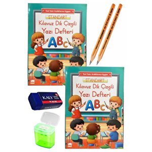 Kılavuz Dik Çizgili Güzel Yazı Defteri A4 Büyük Boy Fatih Jumbo Kurşun Kalem Sınav Silgisi Kalemtraş Yeni Müfredat