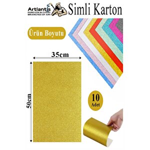 Simli Karton 35x50 Cm 10 Renk 1 Paket 10 Lu Simli Karton Parıltılı Kağıt Anasınıfı Kreş Etkinlik Proje Dekoratif