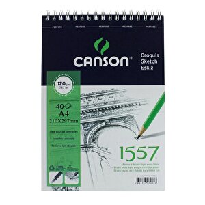 Telli Eskiz Defteri Canson 1557 A4 Spiralli 40 Yaprak 1 Adet 120 Gr 210x297 Mm Üstten Açılmalı Karakalem Sketch Book