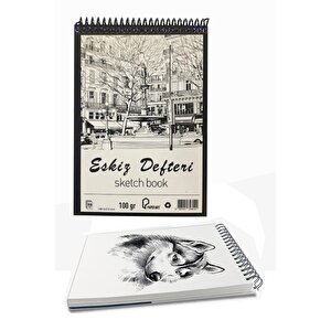 A5 Telli Eskiz Defteri Spiralli Rulo Kalemlik Siyah 24 Bölmeli 12 Renk Kuruboya Dereceli Kalem Hamur Silgi Resim Sanat