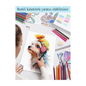 A5 Telli Eskiz Defteri Spiralli Rulo Kalemlik Siyah 24 Bölmeli 12 Renk Kuruboya Dereceli Kalem Hamur Silgi Resim Sanat