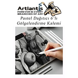 Pastel Dağıtıcı Gölgelendirme Kalemi 6 Lı 1 Paket Ve 1 Adet Hamur Silgi Kaynaştırma Kalemi Kara Kalem Dağıtıcı Kalem Kağıt Kalem