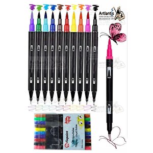 Fineliner 10 Lu Çift Taraflı İnce Uçlu Kalem 1 Paket 10 Renk 0.4 Mm Keçe Uçlu Kalem Renkli İşaretleme Yazı Kalemi