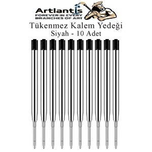 Siyah Tükenmez Kalem Yedeği 10 Adet Tükenmez Kalem İçi Yedek Siyah Metal Tükenmez Kalem İçi Okul Ofis Jel Kalem İçi