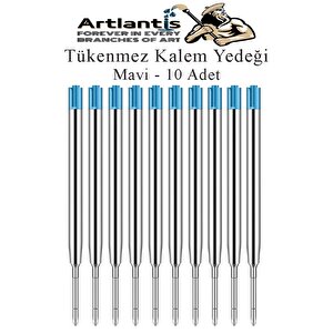Mavi Tükenmez Kalem Yedeği 10 Adet Tükenmez Kalem İçi Yedek Mavi Metal Tükenmez Kalem İçi Okul Ofis Jel Kalem İçi