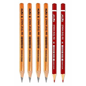 Jumbo Kurşun Kalem Ve Kumbo Kırmızı Kalem 6 Lı 1 Paket Fatih Jumbo Kalın Kırmızı Başlık Kalemi Üçgen İlk Kalemim