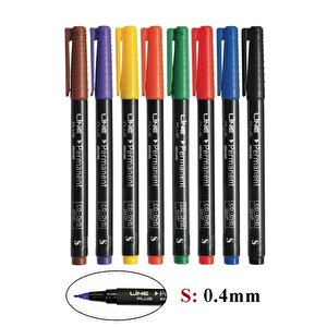 Asetat Kalemi 8 Renk 0.4 Mm 1 Paket Lineplus İnce Uçlu Cd Kalemi S Keçe Uçlu Kalem Silinmez Renkli Permanent Kalem
