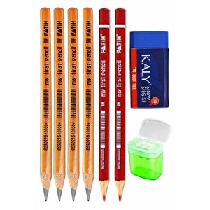 Jumbo Kurşun Kalem Jumbo Kırmızı Kalem Kalemtraş Ve Silgi 8 Li 1 Paket Fatih Jumbo Kalın Kırmızı Başlık Kalemi Üçgen