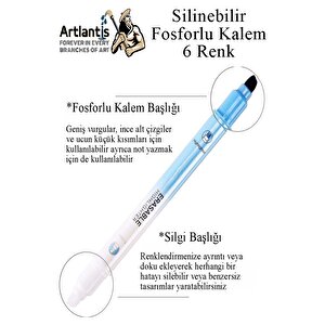 Silinebilir Fosforlu Kalem 6 Renk 1 Paket Mikro Silinebilir İşaretleme Kalemi Çift Başlı Pürüzsüz Yazma Ve Silme