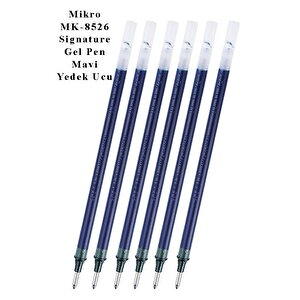 Mavi İmza Kalemi Refil Yedek Ucu Mürekkep 6 Adet 1.0mm Mikro İmza Kalemi Yeni Kasa Mk-8526 Kalın Uçlu Pilot Kalem Yedeği