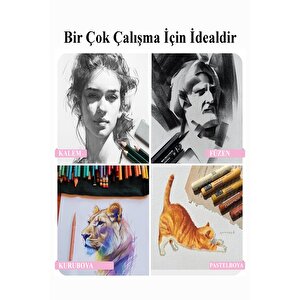 A5 120 Gr Eskiz Defteri Telli 7 Adet Dereceli Kalem Çizim Seti Pastel Dağıtma Silgi Karakalem Eskiz Seti Kalemtraş
