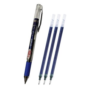 Mavi İmza Kalemi 1.0mm 1 Adet Refil Yedek Uç Mürekkep 3 Adet Mikro İmza Kalemi Yeni Kasa Mk-8526 Kalın Uçlu Pilot Kalemi