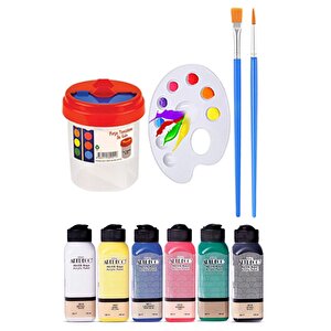 Kare Yuvarlak Ve Altıgen Tuval 30 Cm 6 Renk 140 Ml Akrilik Boya Şövale 1 Paket 30x30 Cm Arkadan Zımbalı Astarlı Resim