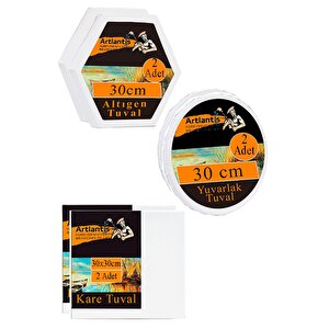 Kare Yuvarlak Ve Altıgen Tuval 30 Cm 2 Li 1 Paket 30x30 Cm Arkadan Zımbalı Astarlı Resim Tuvali Akrilik Yağlı Boya