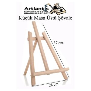 Mini Şövale 25x35 2 Li Tuval Artdeco 6 Renk Akrilik Boya Başlangıç Seti Fırça Palet Ponpon Su Kabı Masaüstü Sanatsal