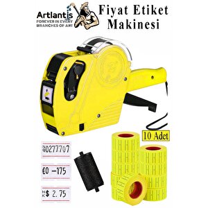 Etiket Makinesi Sarı 1 Adet Sarı Fiyat Etiketi 10 Rulo Sekiz Haneli Fiyat Etiketi Makinası Lira Dolar Euro Dayanıklı