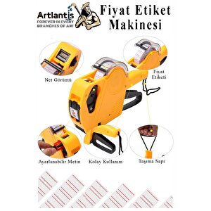 Etiket Makinesi Sarı 1 Adet Sarı Fiyat Etiketi 10 Rulo Sekiz Haneli Fiyat Etiketi Makinası Lira Dolar Euro Dayanıklı