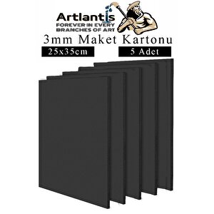 Maket Kartonu Siyah Fotoblok 3 Mm 25x50 Cm 5 Adet Hobi Sanat Okul Köpüklü Straforlu Maket Kartonu Maket Yapımı