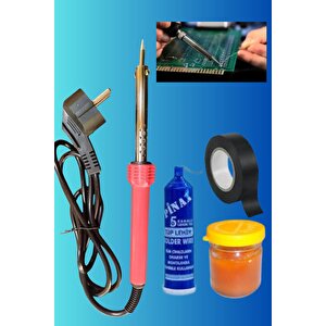 4'lü Lehim Makinesı Seti 60w Havya Kalemi Tel Lehim Pastası Elektrik Bandı