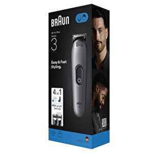 Braun Hepsi Bir Arada Series 3, 4’ü 1 Arada Tıraş Kiti, Keskin Bıçak, 14 Uzunluk, Aio3500