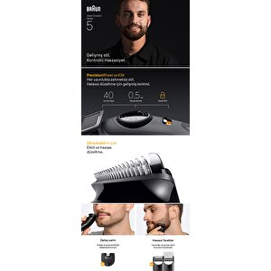 Braun Sakal Düzeltici Series 5, +4 Aksesuar, 40 Uzunluk, Keskin Bıçak, Bt5520