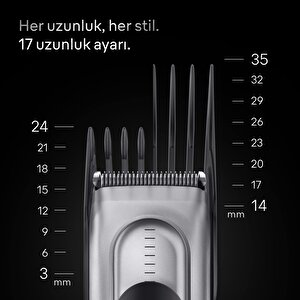 Braun Saç Kesme Makinesi Series 7, +5 Aksesuar, Ömür Boyu Keskin Bıçak, 17 Uzunluk, Hc7590