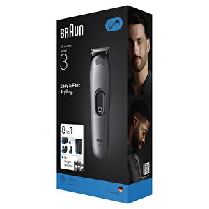 Braun Hepsi Bir Arada Series 3, 8’i 1 Arada Tıraş Kiti, Keskin Bıçak, 14 Uzunluk, Aio3540