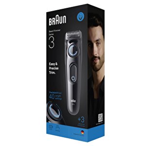 Braun Sakal Düzeltici Series 3, +3 Aksesuar, 40 Uzunluk, Keskin Bıçak, Bt3520