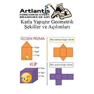 Katla Yapıştır Geometrik Şekiller Açılımları Ve 20 Gr Fatih Stick Yapıştırıcı Geometrik Cisimler Proje Tasarım Okul Sınıf Materyal