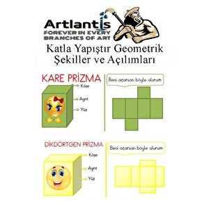 Katla Yapıştır Geometrik Şekiller Açılımları Ve 20 Gr Fatih Stick Yapıştırıcı Geometrik Cisimler Proje Tasarım Okul Sınıf Materyal