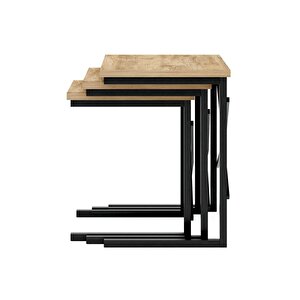 Zg1 Metal Ayaklı 3'lü Zigon Sehpa - Çam
