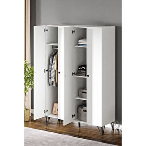 Grm4 Gardırop 4 Kapaklı, Elbise Dolabı, Raflı Dolap 1 Adet