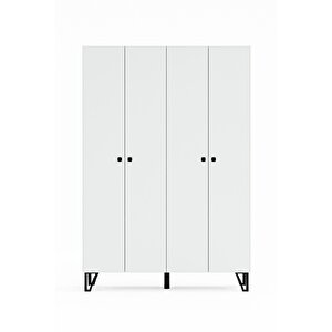 Grm4 Gardırop 4 Kapaklı, Elbise Dolabı, Raflı Dolap