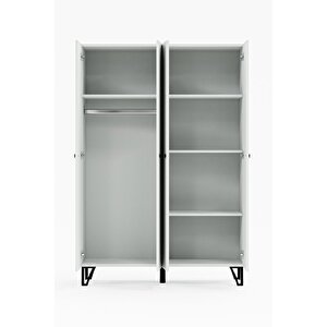 Grm4 Gardırop 4 Kapaklı, Elbise Dolabı, Raflı Dolap