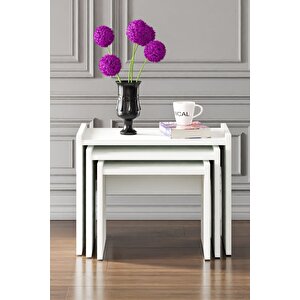 Zg4 3'lü Zigon Sehpa - Beyaz