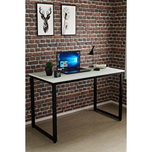 Ms1 Metal Ayaklı Çalışma Masası - 120cm - Beyaz Beyaz