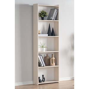 Kts2 Modern 5 Raflı Kitaplık - 60x180cm - Bej Bej