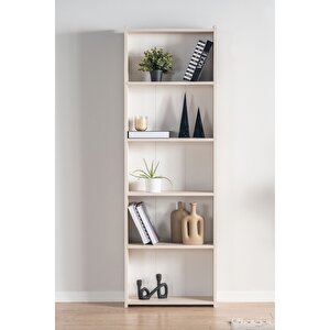 Kts2 Modern 5 Raflı Kitaplık - 60x180cm - Bej Bej