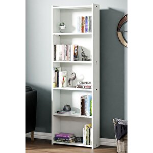 Kts2 Modern 5 Raflı Kitaplık - 60x180cm - Beyaz Beyaz