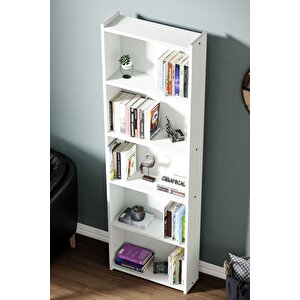 Kts2 Modern 5 Raflı Kitaplık - 60x180cm - Beyaz Beyaz