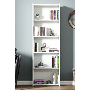 Kts2 Modern 5 Raflı Kitaplık - 60x180cm - Beyaz Beyaz