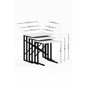 Zg2 Metal Ayaklı Zigon Sehpa - Beyaz
