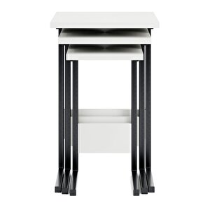 Zg3 Metal Ayaklı 3'lü Zigon Sehpa - Beyaz