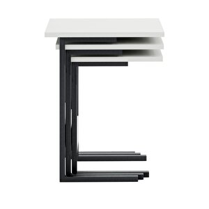 Zg3 Metal Ayaklı 3'lü Zigon Sehpa - Beyaz