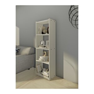 Kts3e Modern 5 Raflı Kitaplık - 54x155cm - Beyaz Beyaz