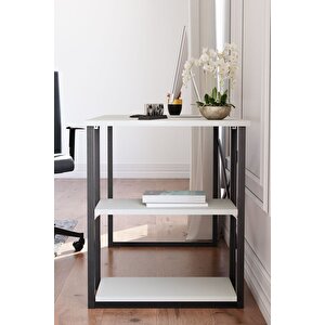 Msr Raflı Çalışma Masası - 60x120cm - Beyaz