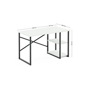 Msr Raflı Çalışma Masası - 60x120cm - Beyaz