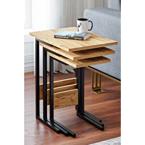 Zg3 Metal Ayaklı 3'lü Zigon Sehpa - Çam Çam