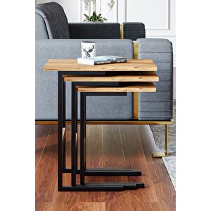Zg3 Metal Ayaklı 3'lü Zigon Sehpa - Çam Çam