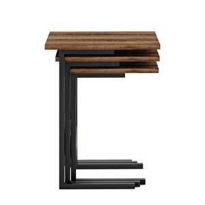 Zg3 Metal Ayaklı 3'lü Zigon Sehpa - Ceviz